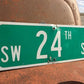 SW 24th ST Street Sign, 9x24 Vintage Green Road Sign, Metal Road Sign, C