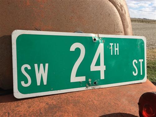 SW 24th ST Street Sign, 9x24 Vintage Green Road Sign, Metal Road Sign, C