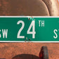 SW 24th ST Street Sign, 9x24 Vintage Green Road Sign, Metal Road Sign, C