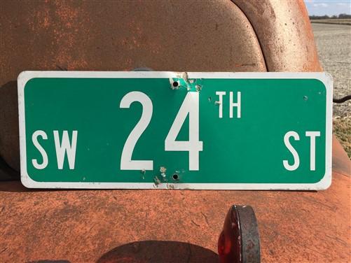 SW 24th ST Street Sign, 9x24 Vintage Green Road Sign, Metal Road Sign, C