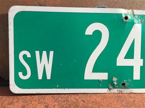 SW 24th ST Street Sign, 9x24 Vintage Green Road Sign, Metal Road Sign, C