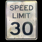 Speed Limit 30 Vintage Sign, 30x24 Vintage Metal Road Sign, G