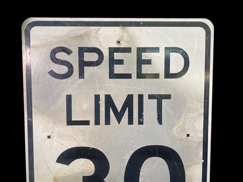 Speed Limit 30 Vintage Sign, 30x24 Vintage Metal Road Sign, G