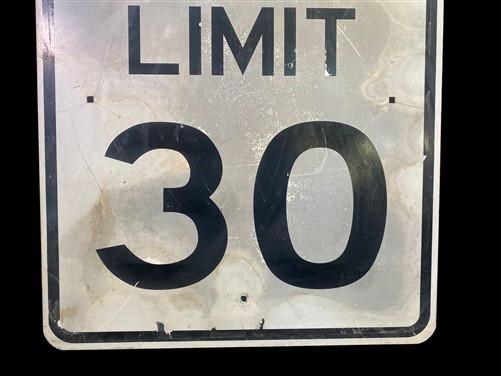 Speed Limit 30 Vintage Sign, 30x24 Vintage Metal Road Sign, G