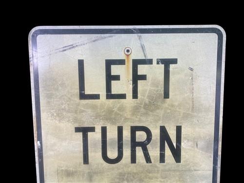 Left Turn Signal Vintage Highway Road Sign, 30x24 Vintage Metal Road Sign B