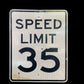 Speed Limit 35 Vintage Sign, 30x24 Vintage Metal Road Sign, D