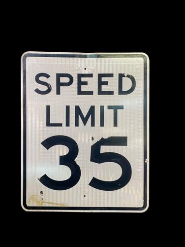 Speed Limit 35 Vintage Sign, 30x24 Vintage Metal Road Sign, D