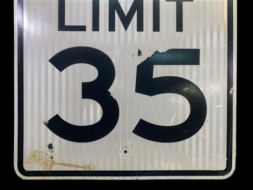 Speed Limit 35 Vintage Sign, 30x24 Vintage Metal Road Sign, D