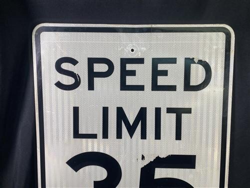 Speed Limit 35 Vintage Sign, 30x24 Vintage Metal Road Sign, D