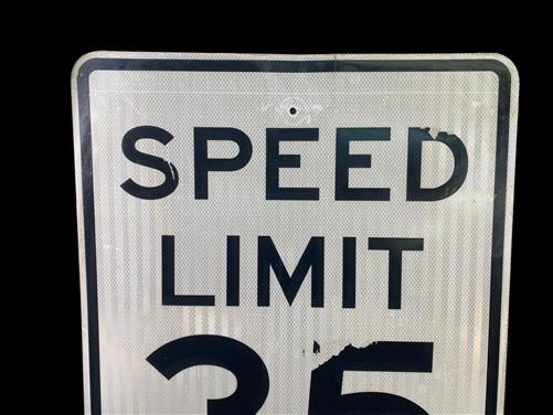 Speed Limit 35 Vintage Sign, 30x24 Vintage Metal Road Sign, D