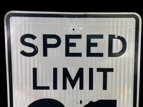 Speed Limit 35 Vintage Sign, 30x24 Vintage Metal Road Sign, D