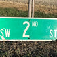 SW 2nd St Street Sign, 9x24 Vintage Green Road Sign, Metal Road Sign, C