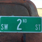 SW 2nd St Street Sign, 9x24 Vintage Green Road Sign, Metal Road Sign, D