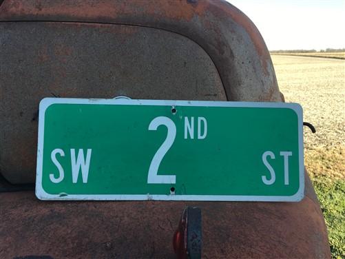 SW 2nd St Street Sign, 9x24 Vintage Green Road Sign, Metal Road Sign, D