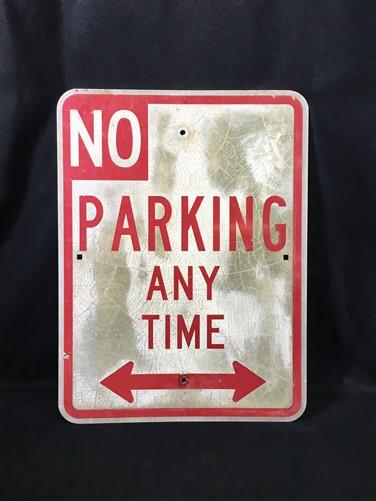 No Parking Any Time Street Sign, 24x18 Vintage Metal Road Sign, Garage Art, S