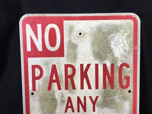 No Parking Any Time Street Sign, 24x18 Vintage Metal Road Sign, Garage Art, S