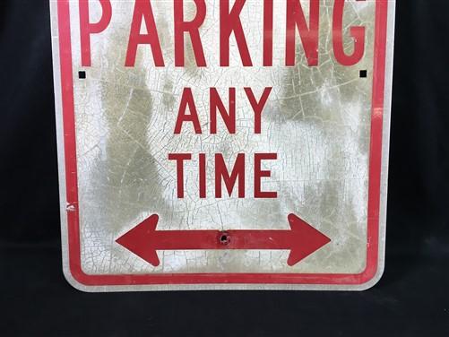 No Parking Any Time Street Sign, 24x18 Vintage Metal Road Sign, Garage Art, S