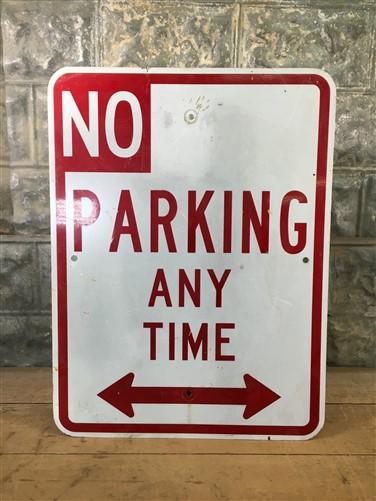 No Parking Any Time Street Sign, 24x18 Vintage Metal Road Sign, Garage Art, T