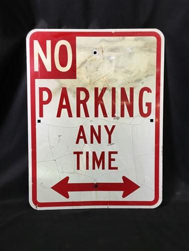 No Parking Any Time Street Sign, 24x18 Vintage Metal Road Sign, Garage Art, U