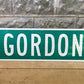 Gordon St Street Sign, Vintage Green Road Sign, 36x9 Metal Wall Sign Garage C