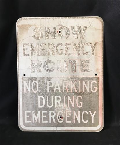 Snow Emergency Route Street Sign, 24x18 Vintage Metal Road Sign, Garage Art B