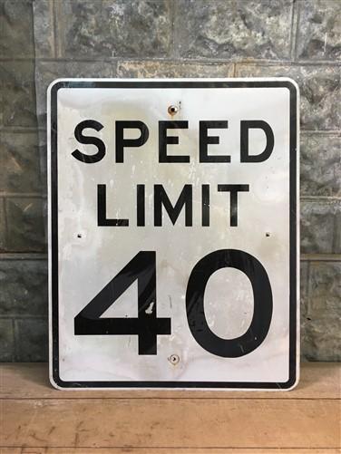 Speed Limit 40 Vintage Sign, 30x24 Vintage Metal Road Sign, D