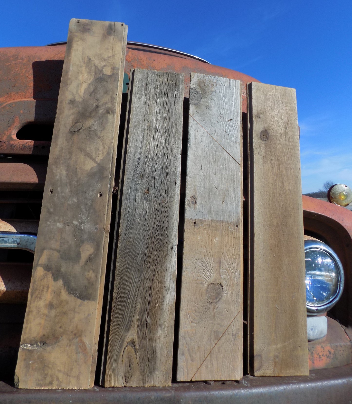 4 Barn Wood Reclaimed Planks, Wall Siding Boards, Rabbet Edge Lumber A48