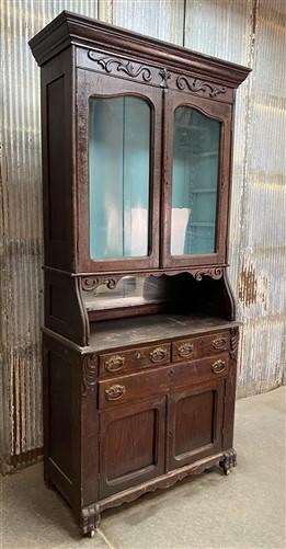 Antique Stepback Cabinet, Kitchen Cupboard, China Cabinet, Display Case, Pantry