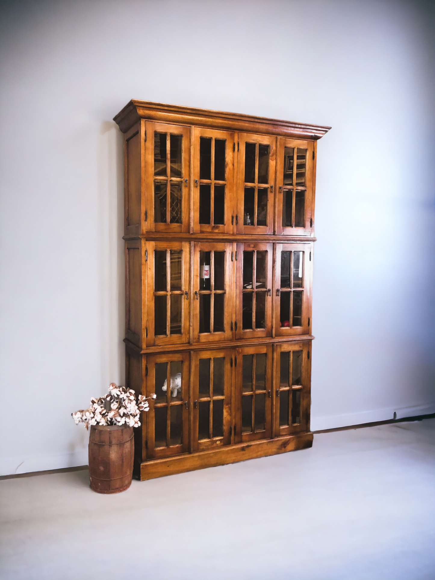 4'10" Triple Stack Cabinet, Walnut Kitchen Cabinet, Bookcase, Kitchen Storage C