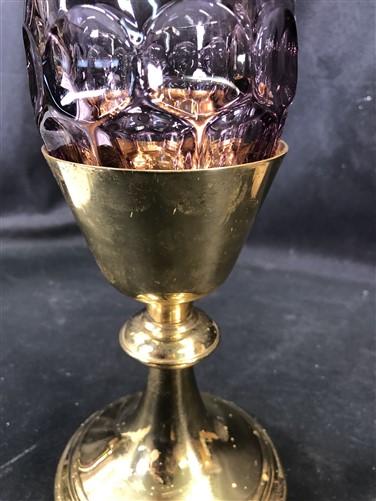 Vintage Ceremonial Church Chalice with Glass, Religious Service Cup Goblet,