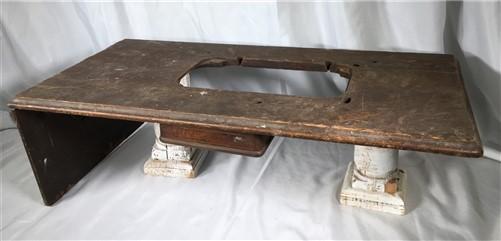 Singer Wood Table Top, Treadle Sewing Machine Base, Cabinet Part Vintage F,