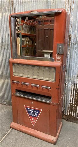 Vintage Tom's Toasted Peanuts Vending Machine, Candy Vending Machine Collectible