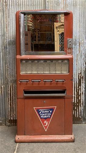 Vintage Tom's Toasted Peanuts Vending Machine, Candy Vending Machine Collectible