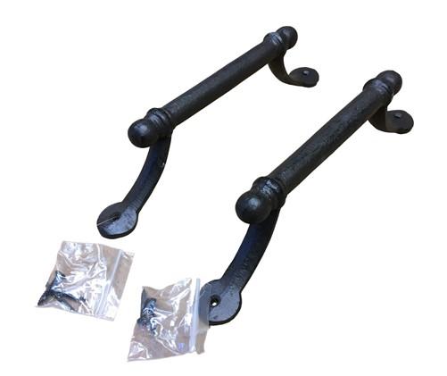 Straight Cast Iron Door Handles Pair, Rustic Farmhouse Door Pull Hardware C,