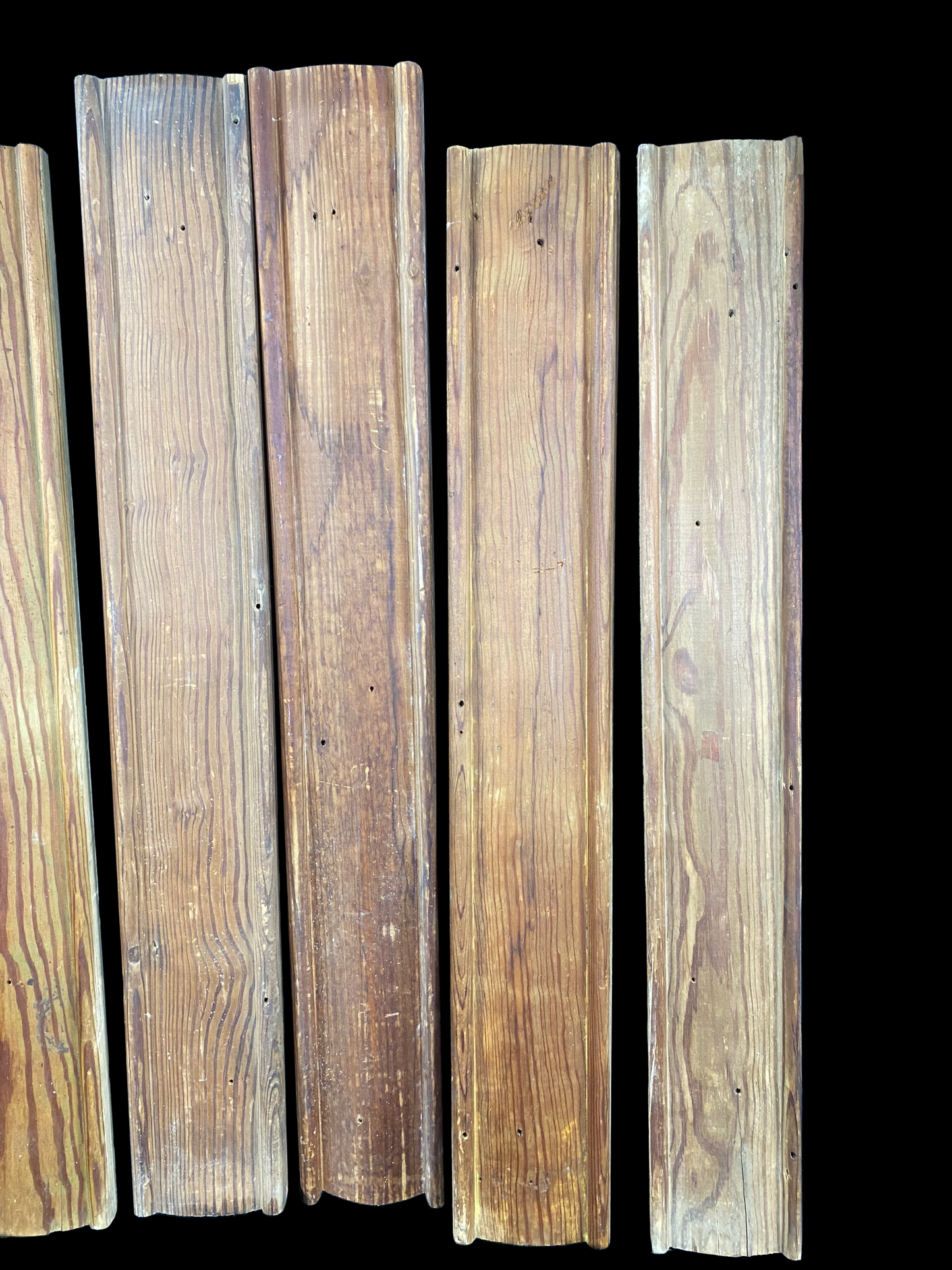7 Wood Trim Pieces, Architectural Salvage, Reclaimed Vintage Wood Baseboard A55