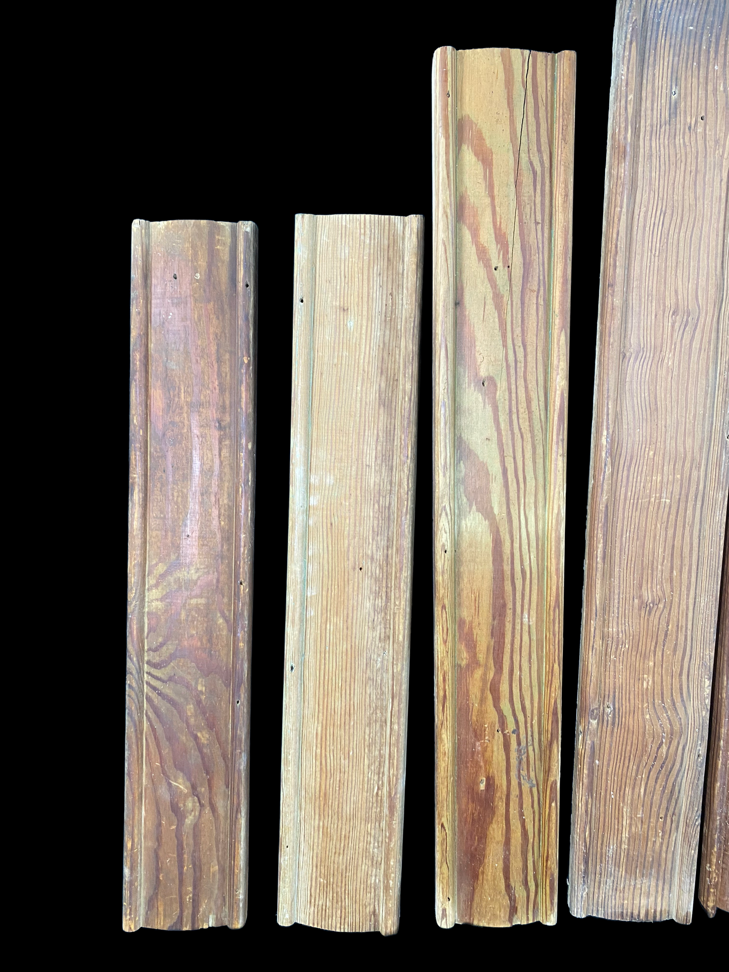 7 Wood Trim Pieces, Architectural Salvage, Reclaimed Vintage Wood Baseboard A55