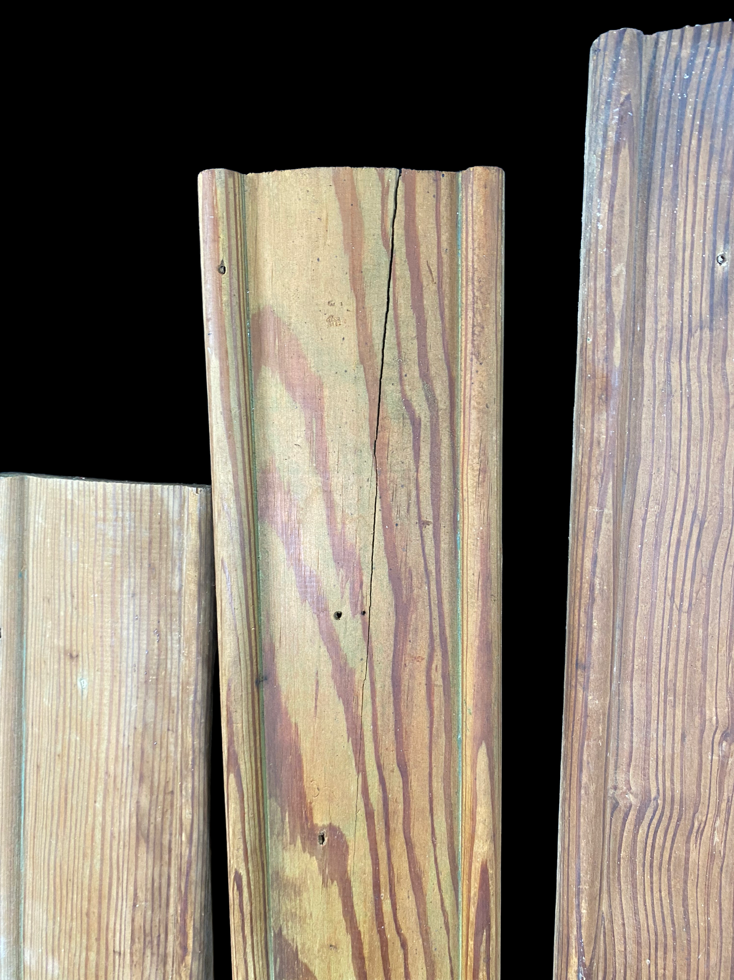 7 Wood Trim Pieces, Architectural Salvage, Reclaimed Vintage Wood Baseboard A55