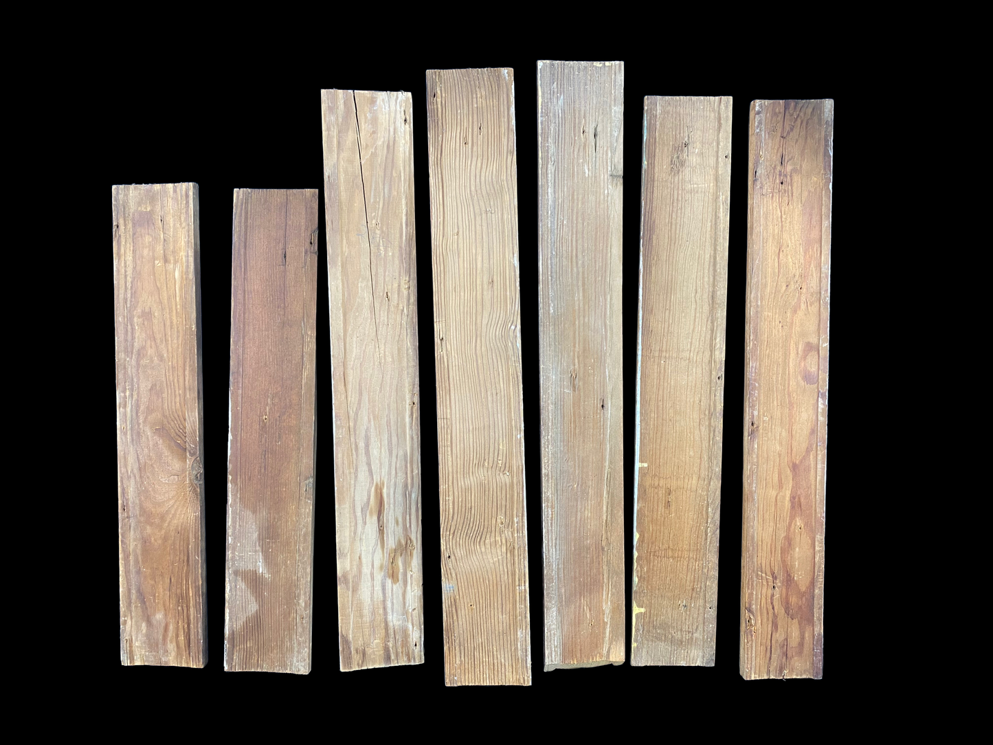 7 Wood Trim Pieces, Architectural Salvage, Reclaimed Vintage Wood Baseboard A55