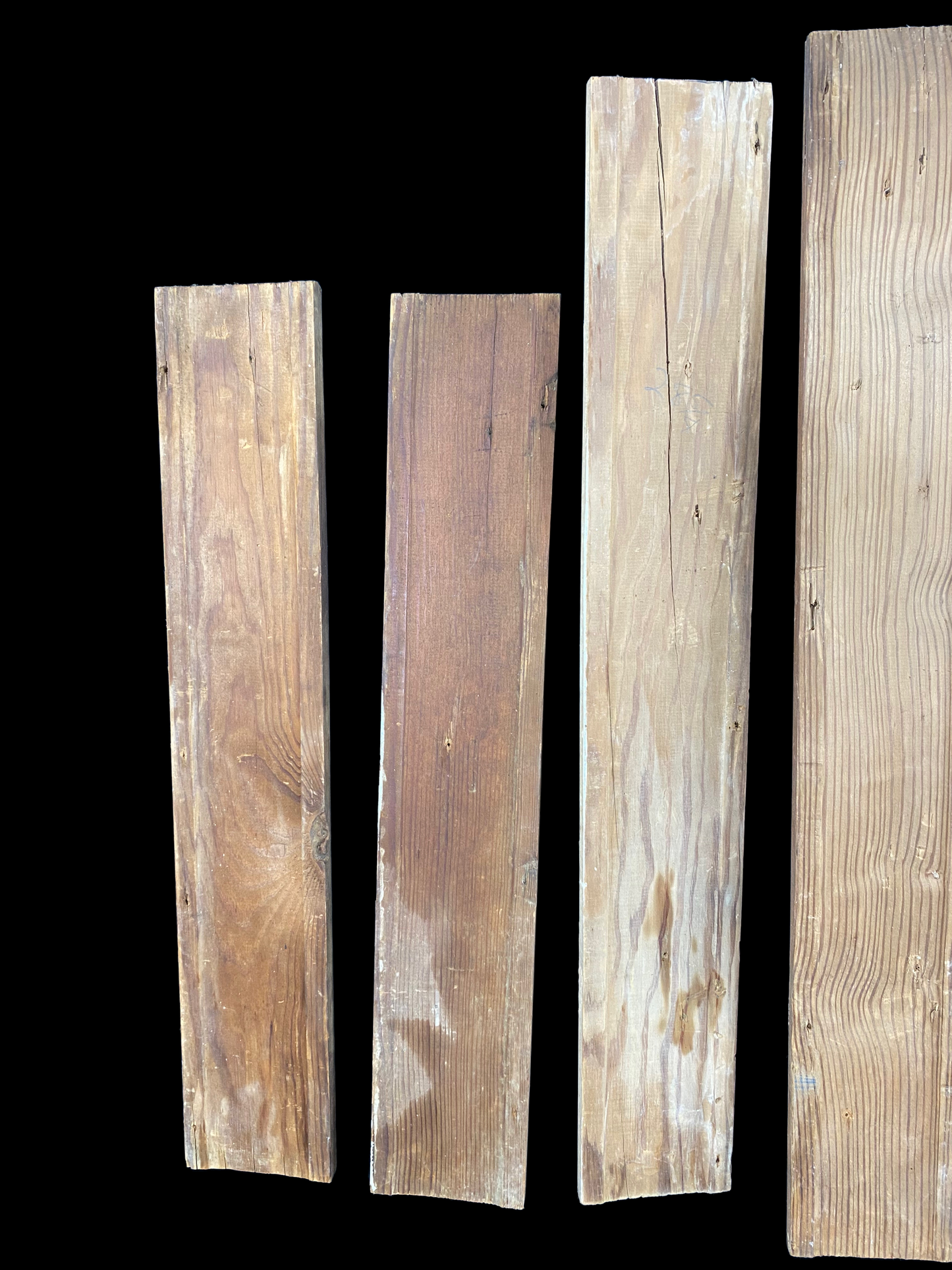 7 Wood Trim Pieces, Architectural Salvage, Reclaimed Vintage Wood Baseboard A55