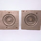 4 Plinth Blocks, Antique Bullseye Rosettes, Architectural Salvage Wood Trim C77