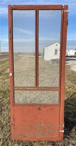 Wood Screen Porch Door, (33x80.5) Vintage Red Screen Door, Exterior, D4