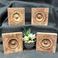 4 Plinth Blocks, Antique Bullseye Rosettes, Architectural Salvage Wood Trim C86,