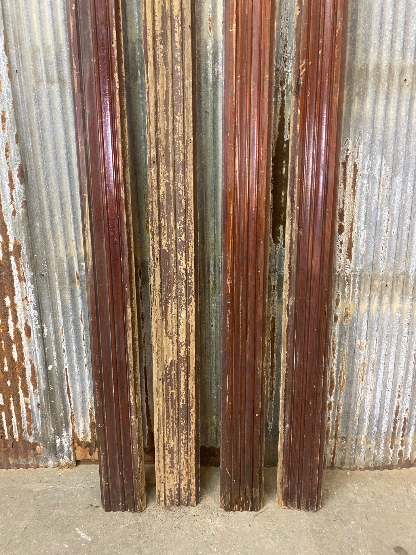 4 Wood Trim Pieces, Architectural Salvage, Reclaimed Vintage Wood Baseboard A37,