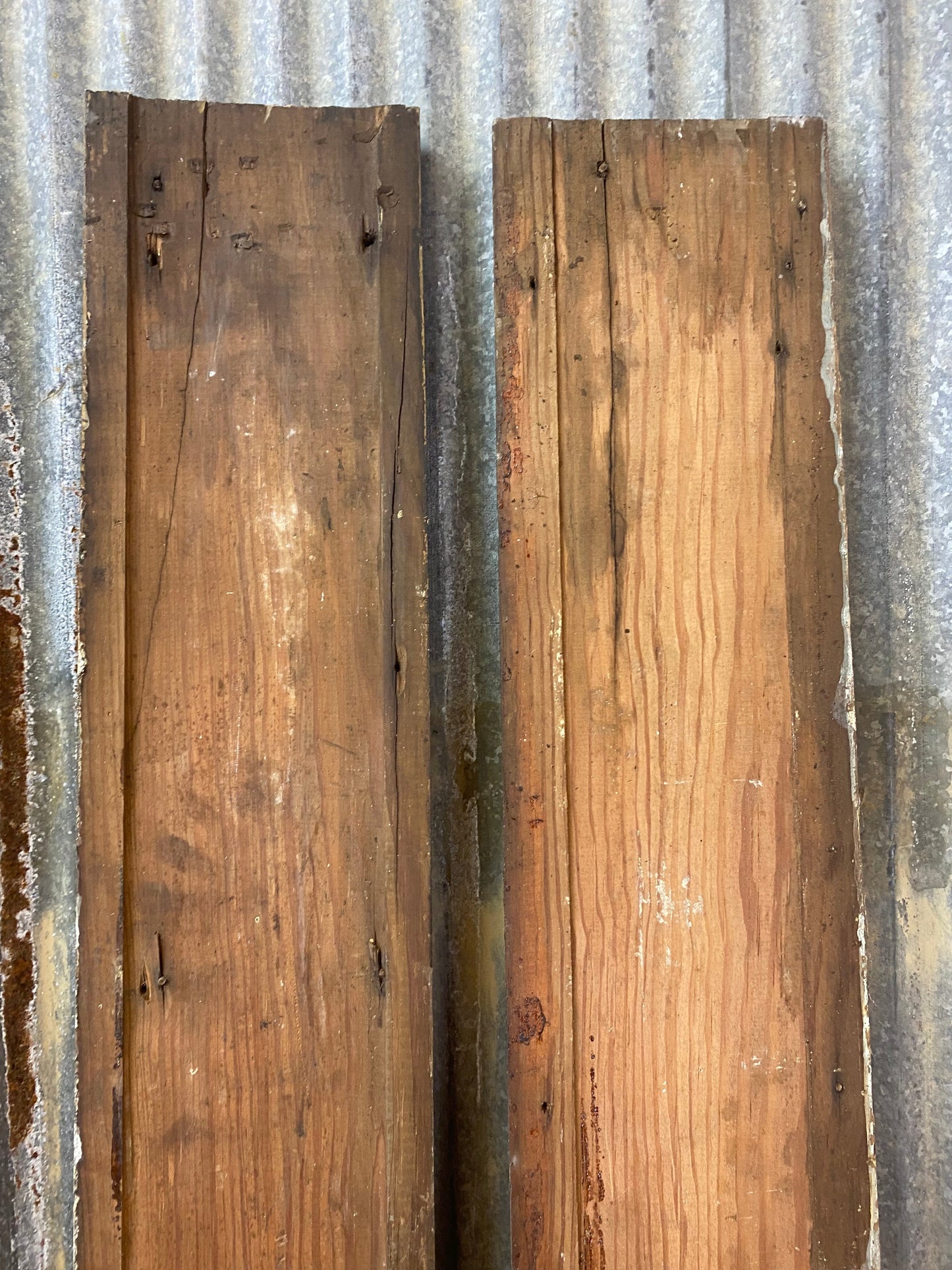 4 Wood Trim Pieces, Architectural Salvage, Reclaimed Vintage Wood Baseboard A37,