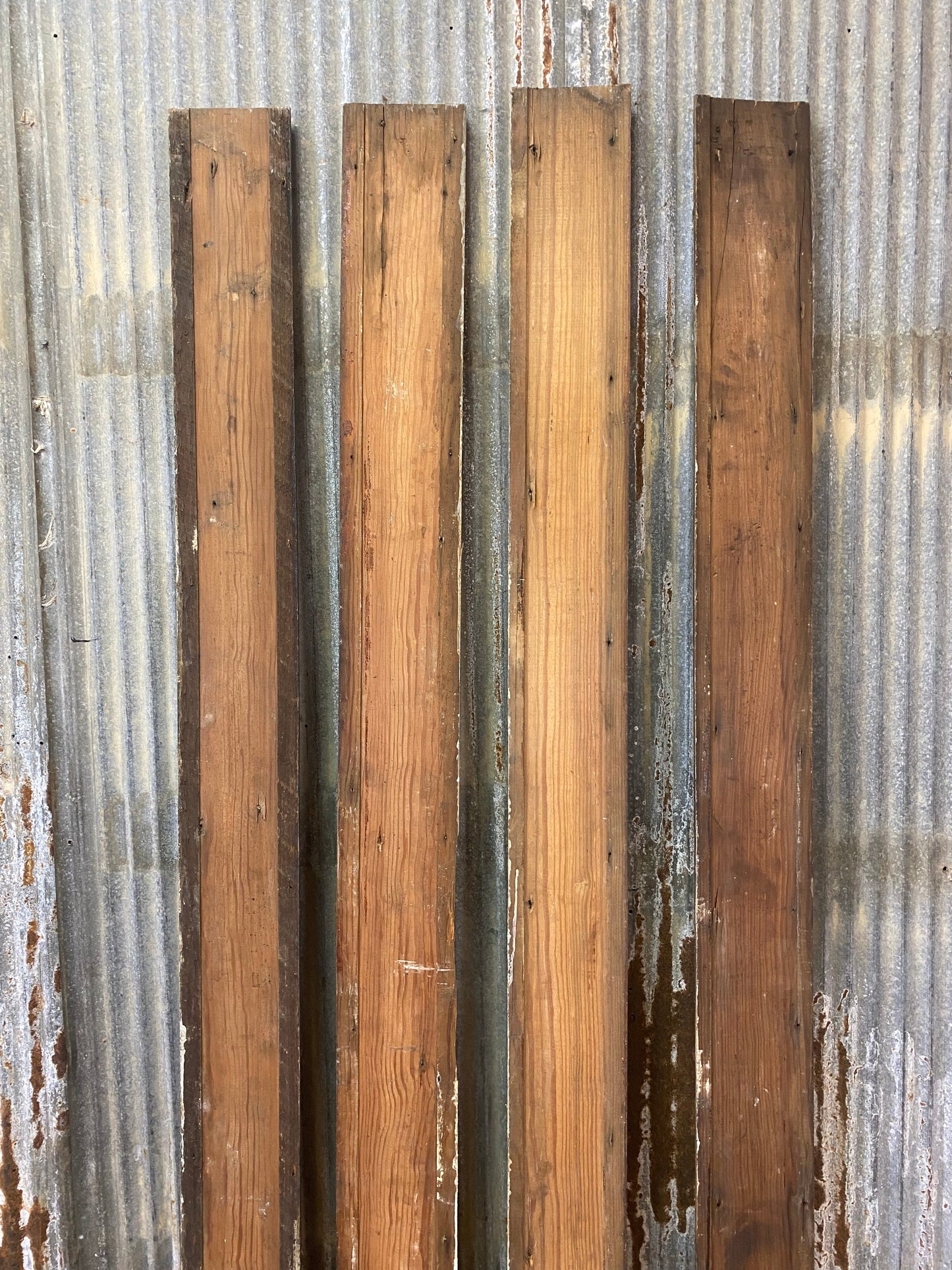4 Reclaimed Wainscoting Bead Board Pieces, Architectural Salvage Vintage A37,