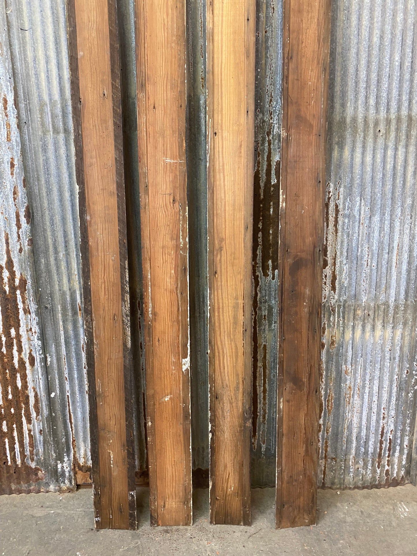 4 Reclaimed Wainscoting Bead Board Pieces, Architectural Salvage Vintage A37,