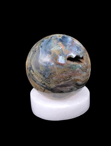 Polished Gemstone Rock Sphere, Stone Holder Display, Reiki Healing Sphere A