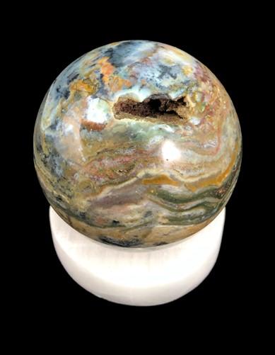 Polished Gemstone Rock Sphere, Stone Holder Display, Reiki Healing Sphere A