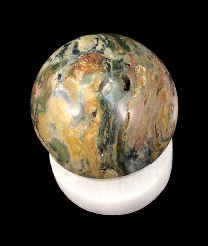 Polished Gemstone Rock Sphere, Stone Holder Display, Reiki Healing Sphere A