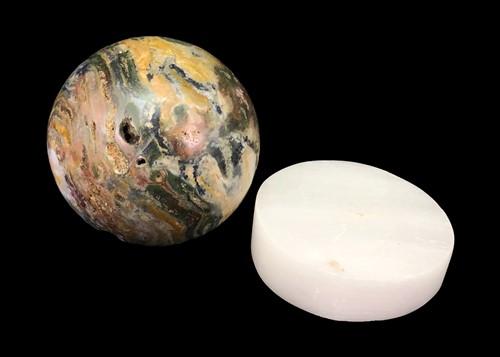 Polished Gemstone Rock Sphere, Stone Holder Display, Reiki Healing Sphere A